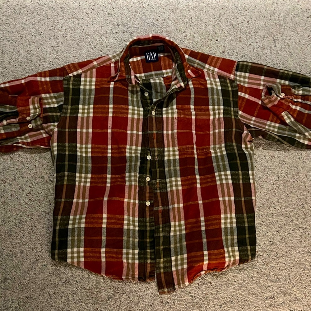 GAP MENS RED FLANNEL SHIRT XL